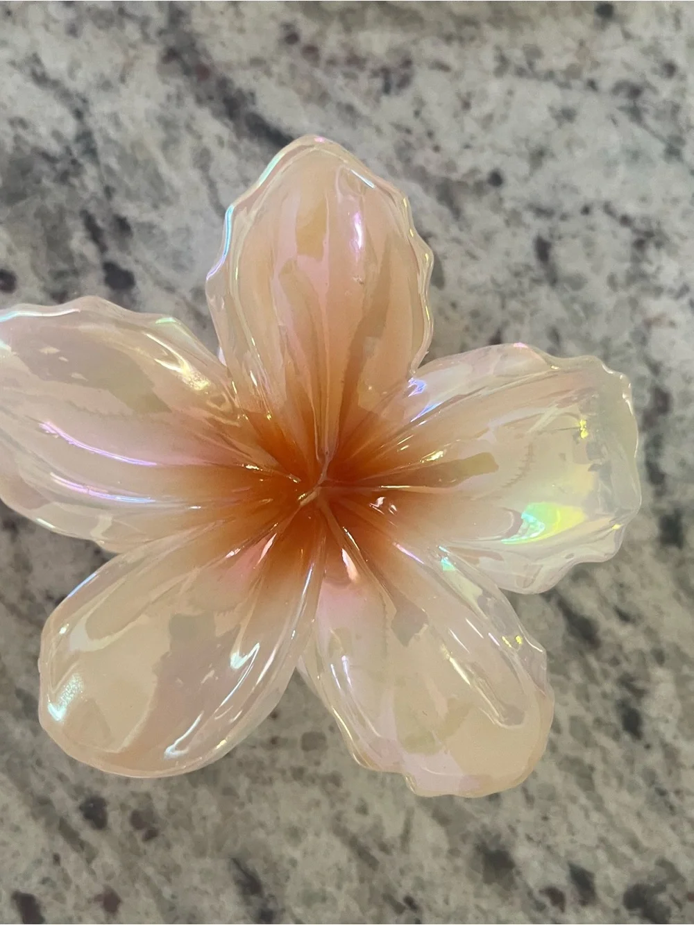 Iridescent hibiscus hair clip